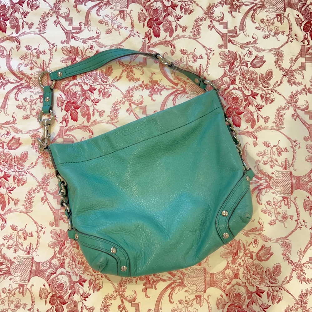 Teal Leather Shoulder Bag